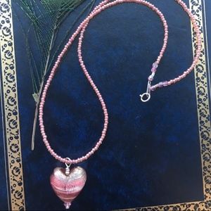 307: Venetian Glass Heart Necklace